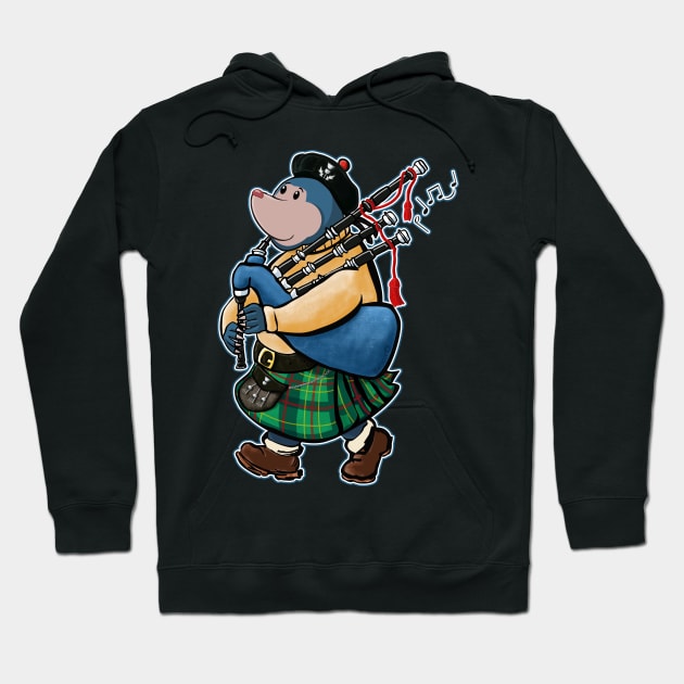 Scottish Mole Of Kintyre Marches With Bagpipes Hoodie by brodyquixote